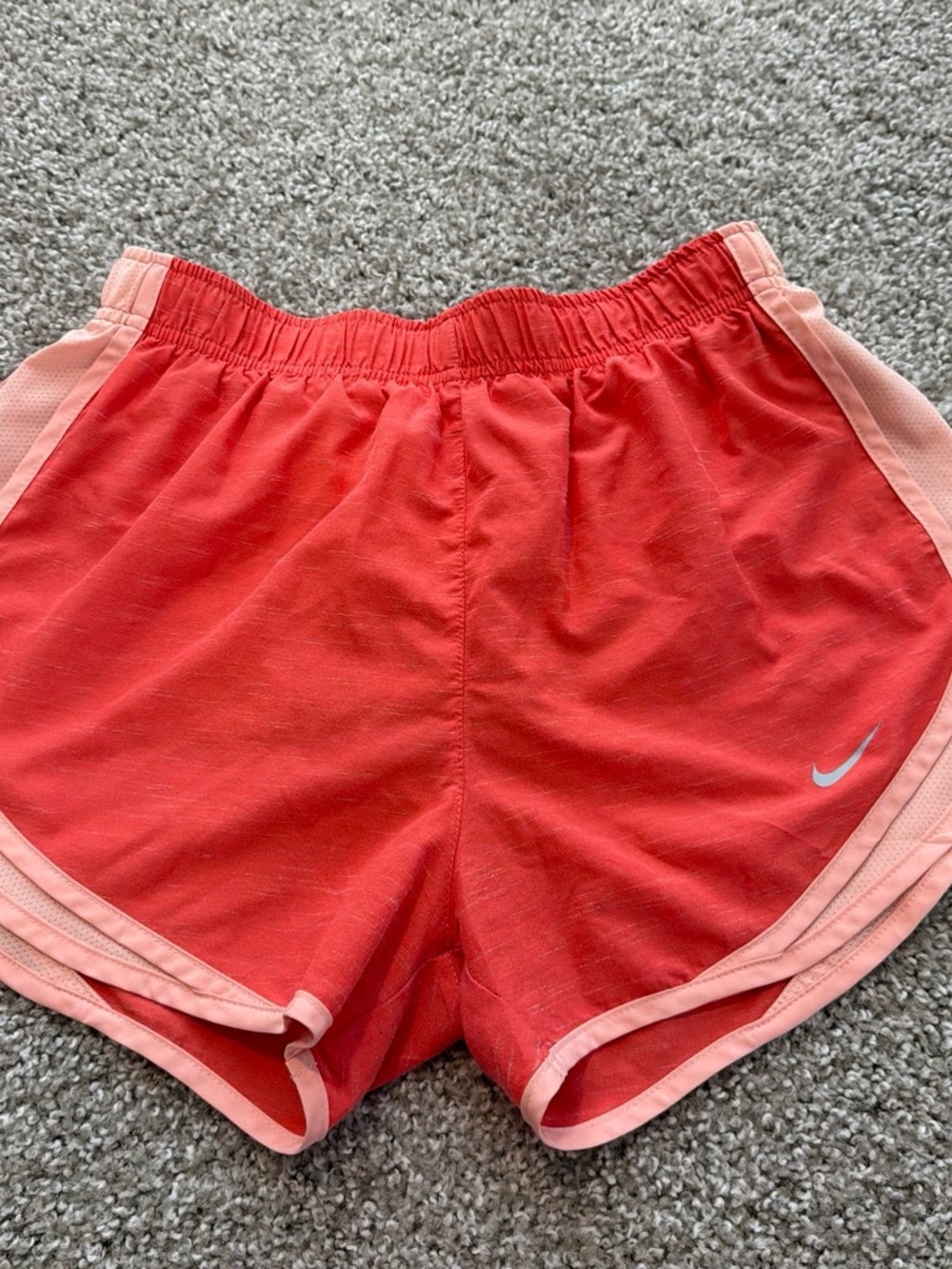 Nike Women's Coral and Light Pink Running Shorts